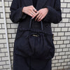 Prada Tessuto Pocono Nylon/Leather Braided Handle Ribbon Gathered 2way Handbag Shoulder Bag Black