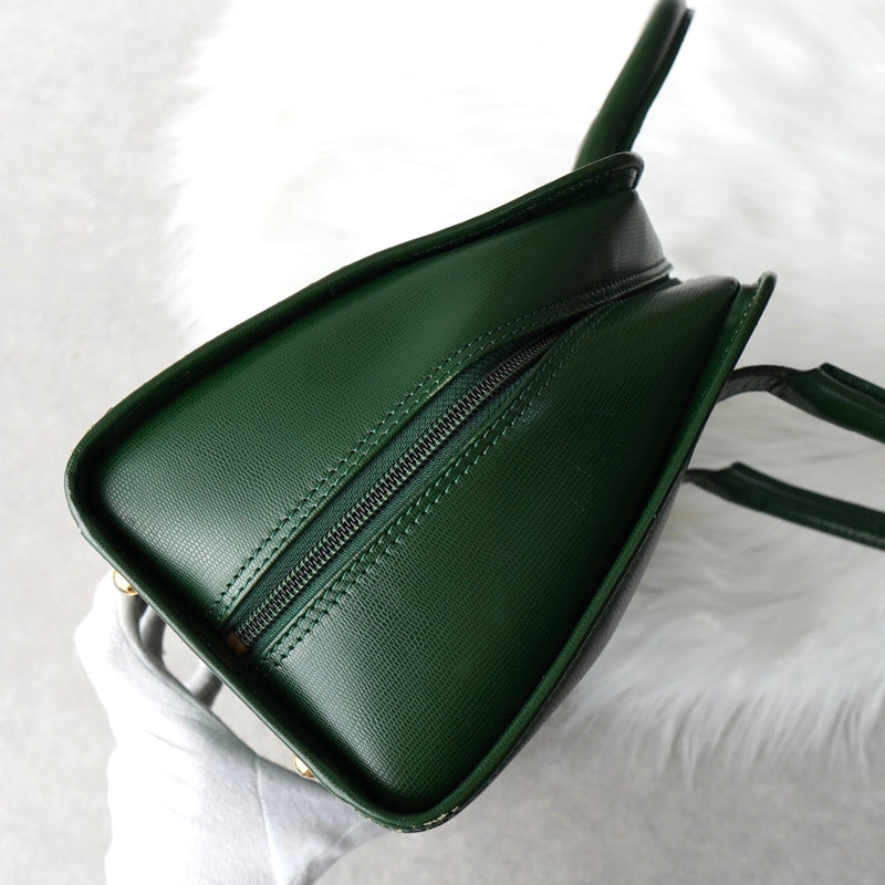 セリーヌ サークルロゴ レザー 2way ハンドバッグ ショルダーバッグ グリーン - NEWSED