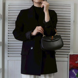 グッチ バンブー レザー 2way ハンドバッグ ショルダーバッグ ブラック - NEWSED