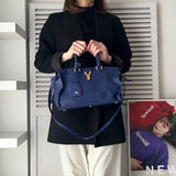 イヴサンローラン プチカバス レザー 2WAY ハンドバッグ ショルダーバッグ バッグ ブルー - NEWSED