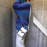 イヴ サンローラン ダイヤカット レザー 自立型 2way ミニ ハンドバッグ ショルダーバッグ ホワイト / ブラック レディース - NEWSED