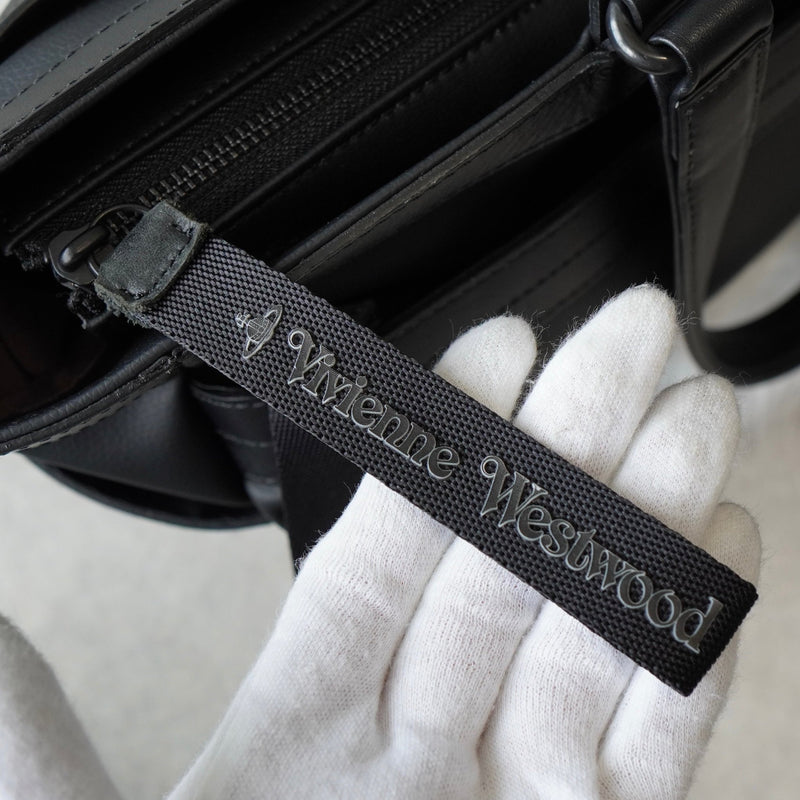 正規品 ヴィヴィアンウエストウッド ビジネスバッグ オーブロゴ レザー 黒 ヴィヴィアン ウエストウッド オーブロゴ レザー 2way ビジネス