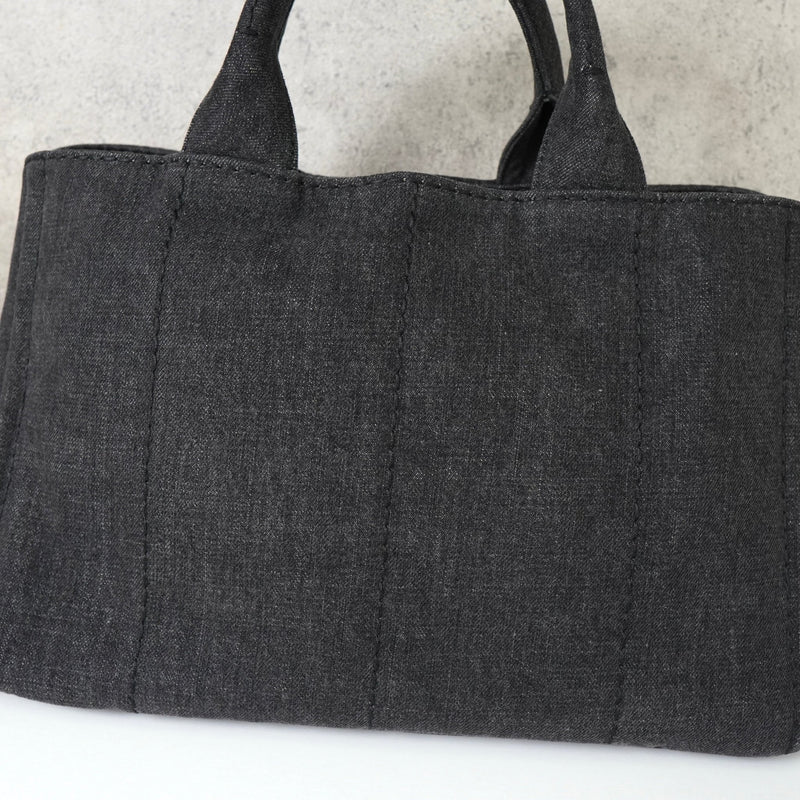 プラダ カナパ デニム 2way ハンドバッグ ショルダーバッグ グレー - NEWSED