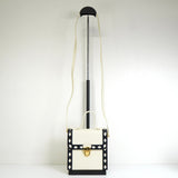 イヴ サンローラン ダイヤカット レザー 自立型 2way ミニ ハンドバッグ ショルダーバッグ ホワイト / ブラック レディース - NEWSED