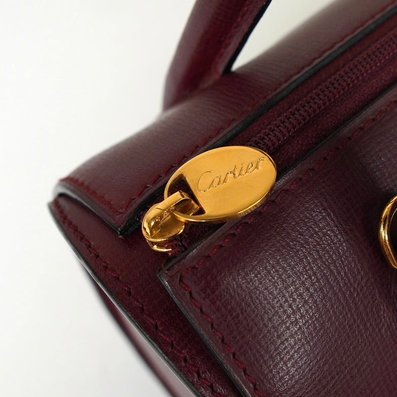 カルティエ マスト レザー 2way ミニボストンバッグ ショルダーバッグ ボルドー - NEWSED