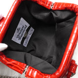 ヴィヴィアン ウエストウッド オーブ パテントレザー チェーンショルダー 2way ハンドバッグ ショルダーバッグ レッド - NEWSED