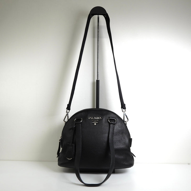 プラダ サフィアーノ レザー 2way トートバッグ ショルダーバッグ ブラック - NEWSED