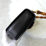 グッチ バンブー レザー 2way ハンドバッグ ショルダーバッグ ブラック - NEWSED