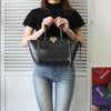 Valentino Garavani Rockstud 黑色皮革两用手提包/单肩包