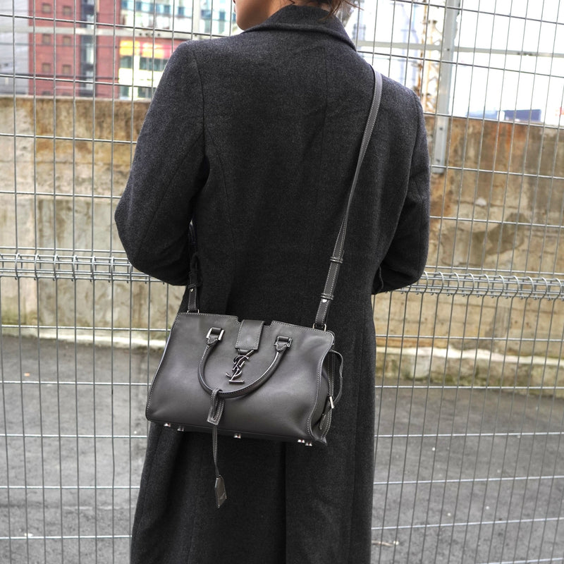 サンローラン ベイビーカバス レザー 2way ハンドバッグ ショルダーバッグ グレー - NEWSED