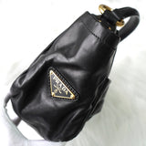 プラダ レザー リボン 2way ハンドバッグ ショルダーバッグ ブラック ギャランティーカード付き - NEWSED