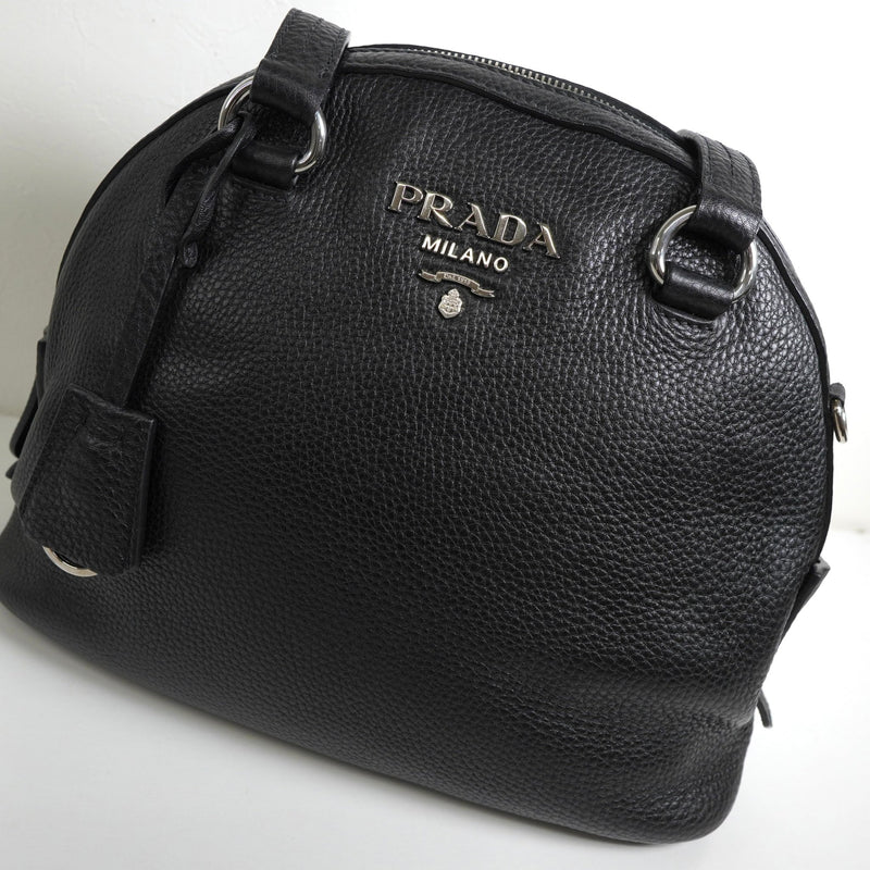 プラダ サフィアーノ レザー 2way トートバッグ ショルダーバッグ ブラック - NEWSED