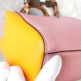 グッチ バンブー レザー 2WAY ハンドバッグ ショルダーバッグ ピンク / オレンジ - NEWSED