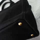 プラダ カナパ ビジュー キャンバス 2way ハンドバッグ ショルダーバッグ ブラック - NEWSED