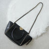 Valentino Garavani Rockstud 黑色皮革两用手提包/单肩包
