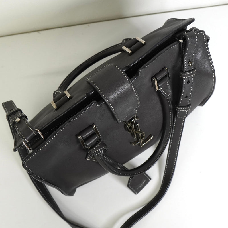 サンローラン ベイビーカバス レザー 2way ハンドバッグ ショルダーバッグ グレー - NEWSED