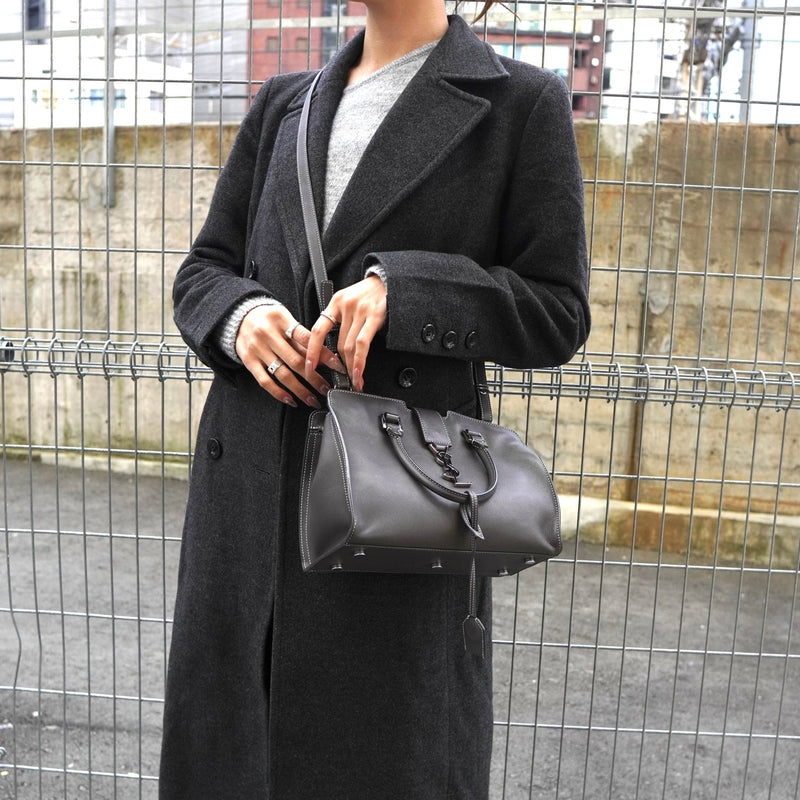 サンローラン ベイビーカバス レザー 2way ハンドバッグ ショルダーバッグ グレー - NEWSED