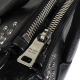 プラダ レザー ビジュー スタッズ 2way ハンドバッグ ショルダーバッグ ブラック - NEWSED