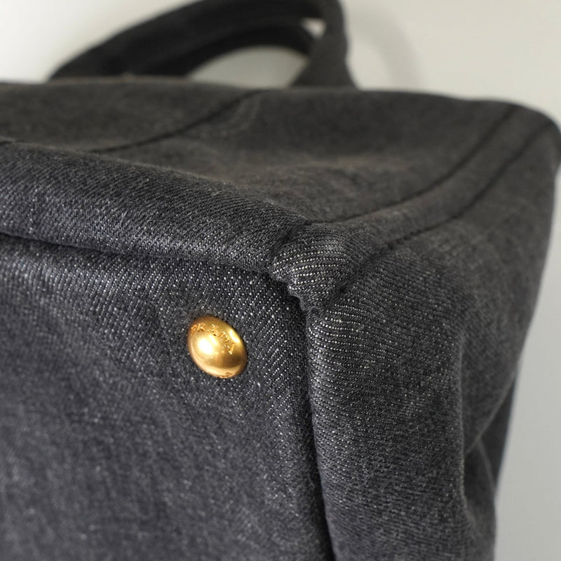 プラダ カナパ デニム 2way ハンドバッグ ショルダーバッグ グレー - NEWSED