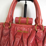 ミュウミュウ マテラッセ レザー がま口 2way ハンドバッグ ショルダーバッグ ピンク - NEWSED