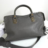 バレンシアガ メタリック エッジ シティ レザー 2way ハンドバッグ ショルダーバッグ グレー