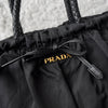 Prada Tessuto Pocono Nylon/Leather Braided Handle Ribbon Gathered 2way Handbag Shoulder Bag Black