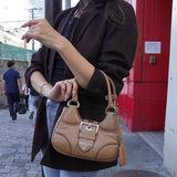 プラダ トライアングルロゴ サフィアーノ レザー 2way ハンドバッグ ショルダーバッグ ブラウン - NEWSED