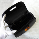 グッチ バンブー レザー 2way ハンドバッグ ショルダーバッグ ブラック - NEWSED