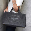 プラダ カナパ デニム 2way ハンドバッグ ショルダーバッグ グレー