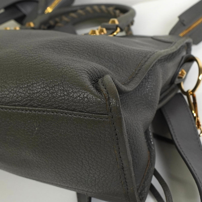 バレンシアガ メタリック エッジ シティ レザー 2way ハンドバッグ ショルダーバッグ グレー - NEWSED