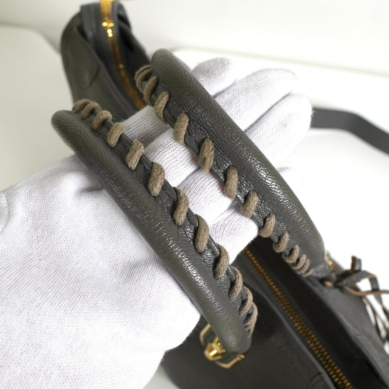 バレンシアガ メタリック エッジ シティ レザー 2way ハンドバッグ ショルダーバッグ グレー - NEWSED