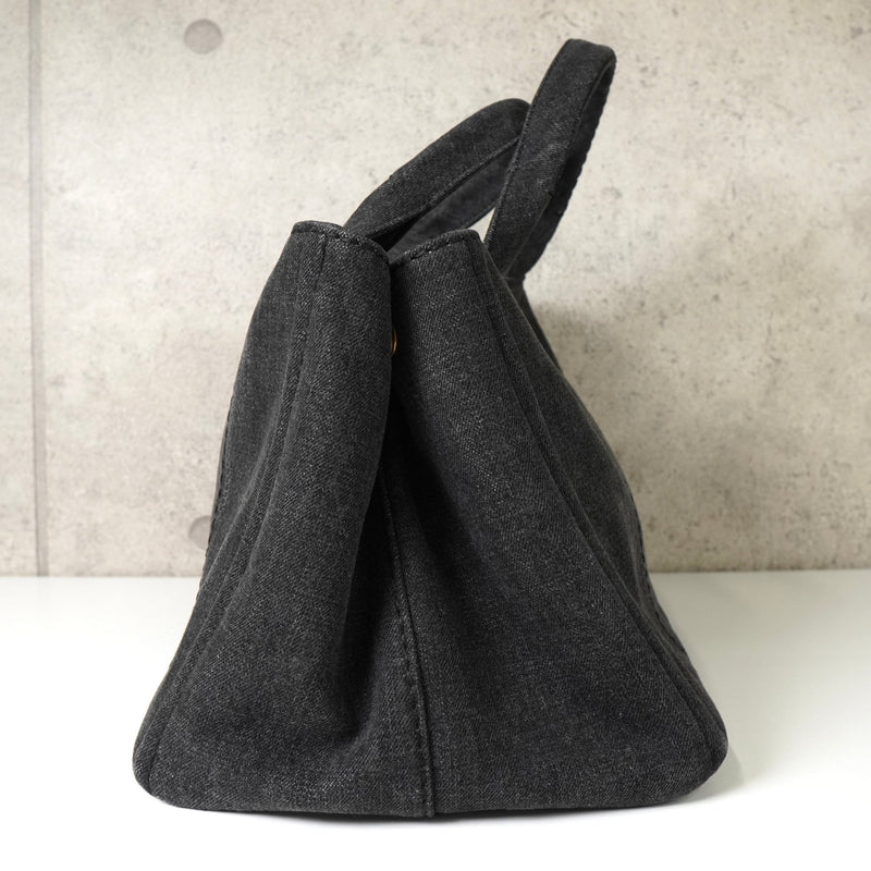 プラダ カナパ デニム 2way ハンドバッグ ショルダーバッグ グレー - NEWSED