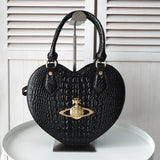 ヴィヴィアン ウエストウッド オーブ ハート型 クロコ エナメル 2way ハンドバッグ ショルダーバッグ ブラック 保存袋付き - NEWSED