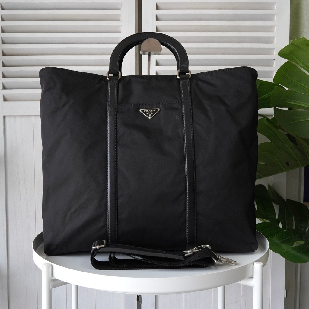 プラダ ポコノ テスート ナイロン / レザー 2way ショルダーバッグ ハンドバッグ ビジネスバッグ ブラック