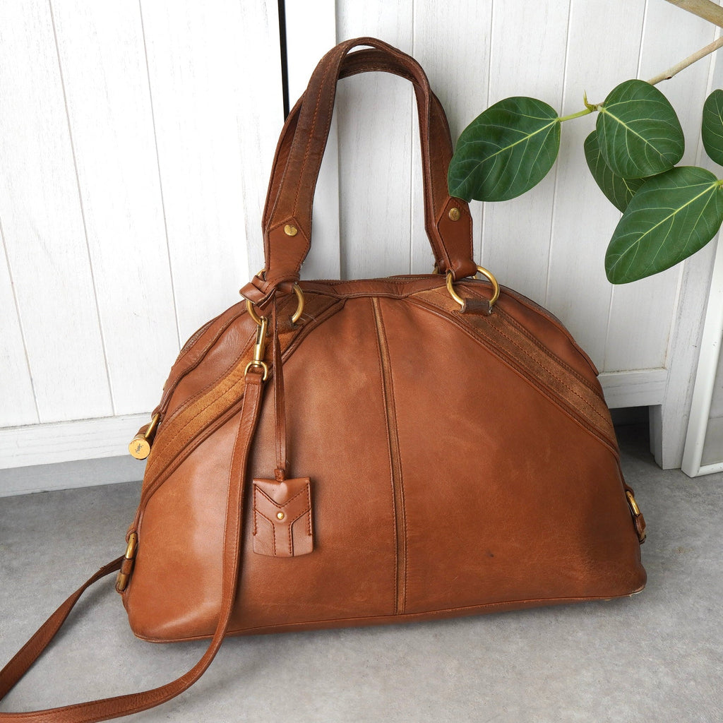 イヴ サンローラン ヴィンテージ 2way トートバッグ ハンドバッグ ショルダーバッグ キャメル