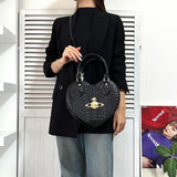 ヴィヴィアン ウエストウッド オーブ ハート型 クロコ エナメル 2way ハンドバッグ ショルダーバッグ ブラック 保存袋付き - NEWSED