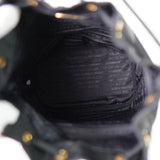 プラダ ポコノ テスート ナイロン サフィアーノ レザー 2way 巾着バッグ ショルダーバッグ トライアングルロゴ ブラック / ゴールド ギャランティーカード付き - NEWSED