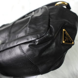 プラダ レザー リボン 2way ハンドバッグ ショルダーバッグ ブラック ギャランティーカード付き - NEWSED