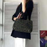 プラダ カナパ キャンバス ミリタリー柄 レオパード 2way ハンドバッグ / ショルダーバッグ カーキ - NEWSED