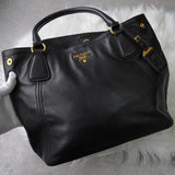 プラダ レザー 2way ハンドバッグ ショルダーバッグ ブラック - NEWSED