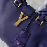 イヴサンローラン プチカバス レザー 2WAY ハンドバッグ ショルダーバッグ バッグ ブルー - NEWSED