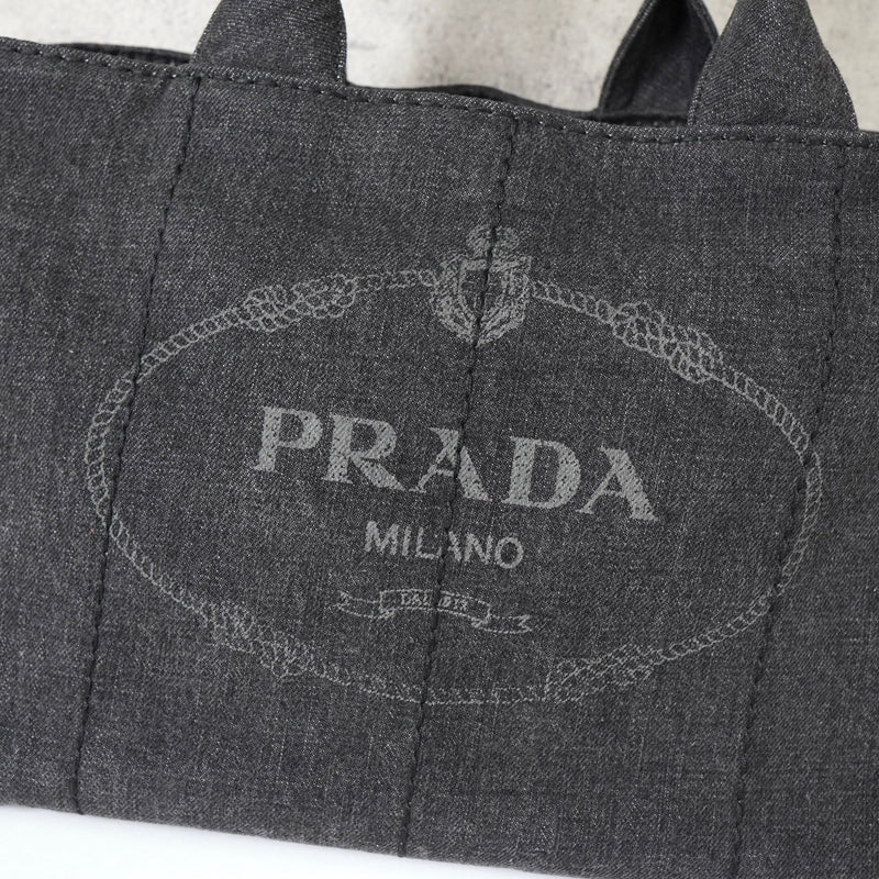 プラダ カナパ デニム 2way ハンドバッグ ショルダーバッグ グレー - NEWSED