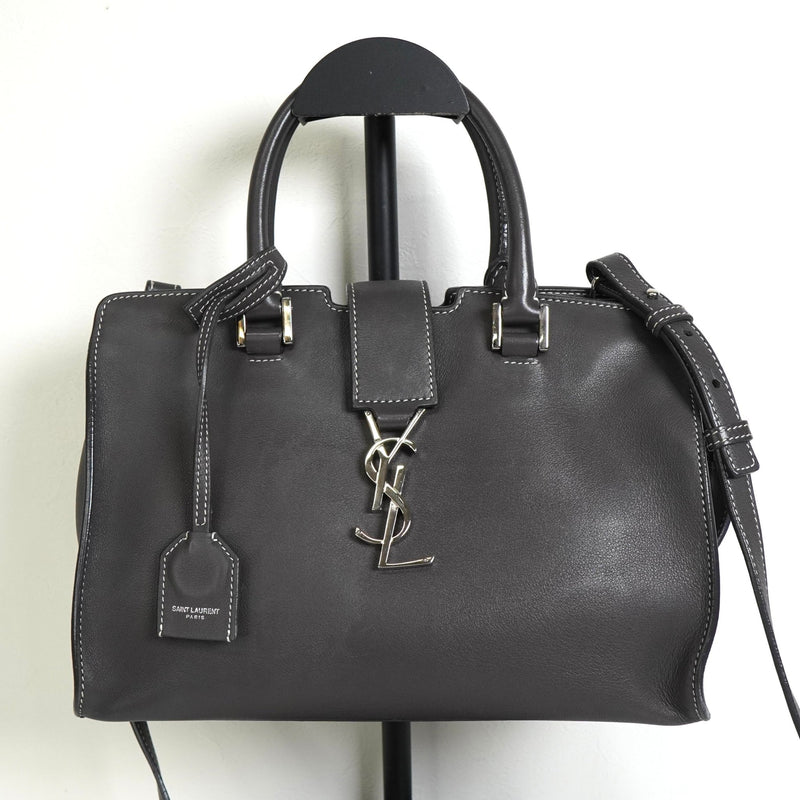 サンローラン ベイビーカバス レザー 2way ハンドバッグ ショルダーバッグ グレー - NEWSED