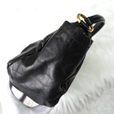 プラダ レザー リボン 2way ハンドバッグ ショルダーバッグ ブラック ギャランティーカード付き - NEWSED