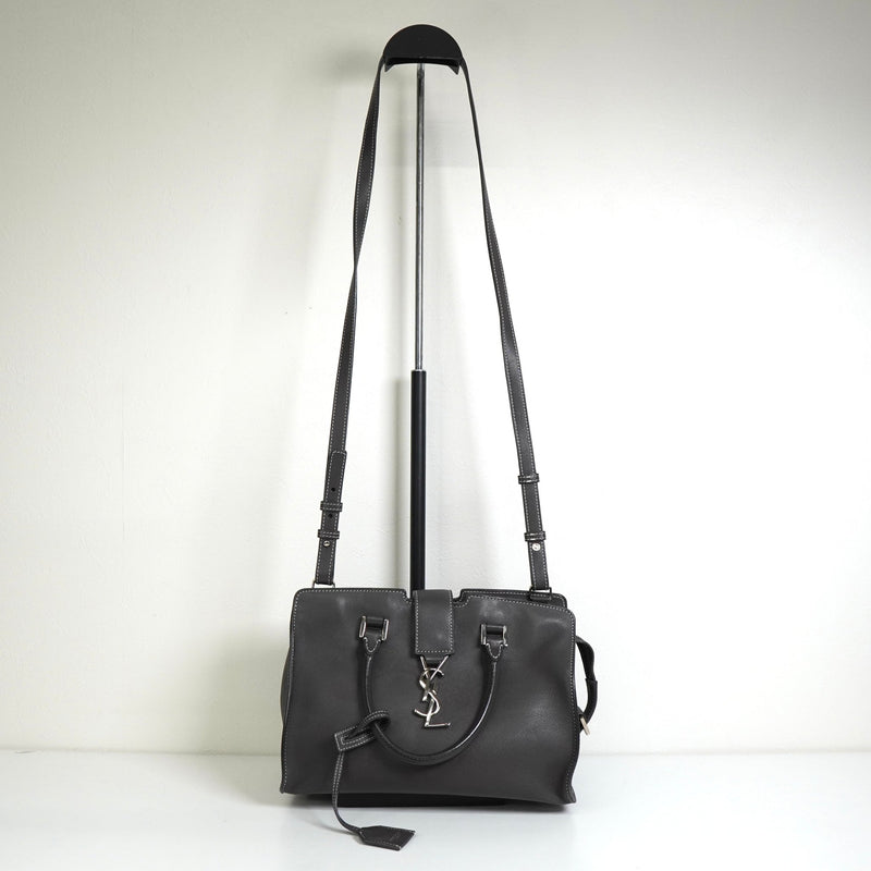 サンローラン ベイビーカバス レザー 2way ハンドバッグ ショルダーバッグ グレー - NEWSED