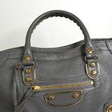 バレンシアガ メタリック エッジ シティ レザー 2way ハンドバッグ ショルダーバッグ グレー - NEWSED