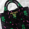 プラダ カナパ パイル 花柄 2way ハンドバッグ ショルダーバッグ ブラック