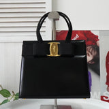 サルバトーレ フェラガモ ヴァラリボン 2way レザー ハンドバッグ ショルダーバッグ 自立型 ブラック - NEWSED