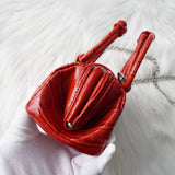 ヴィヴィアン ウエストウッド オーブ パテントレザー チェーンショルダー 2way ハンドバッグ ショルダーバッグ レッド - NEWSED