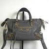 バレンシアガ メタリック エッジ シティ レザー 2way ハンドバッグ ショルダーバッグ グレー